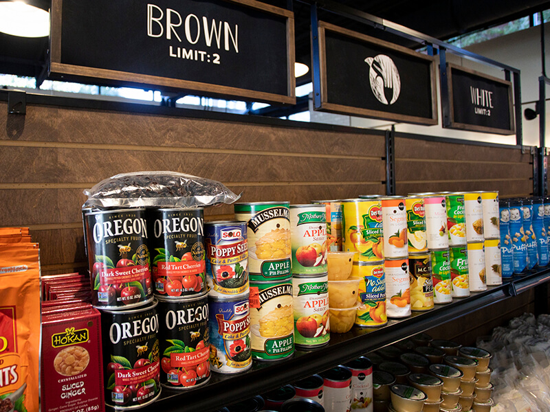 canned goods at the Field and Fork Pantry